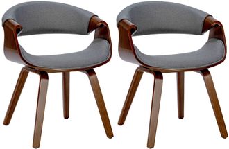 Clp Set De 2 Sillas De Comedor Foley Nogal/gris Tela