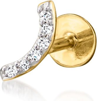 RS Pure by Ross-Simons Diamond Curved Bar Single Flat-Back Stud Earring in 14kt Yellow Gold