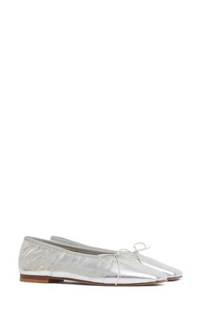 Mansur Gavriel Square Toe Ballerina Flat in Silver at Nordstrom, Size 7.5Us