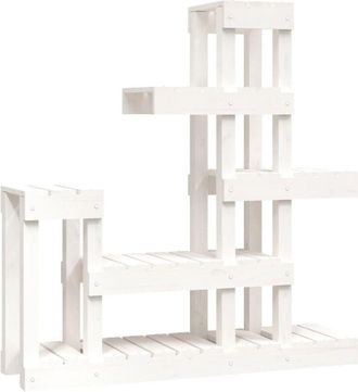 vidaXL Plant Stand White 92x25x97 cm Solid Wood Pine Vidaxl