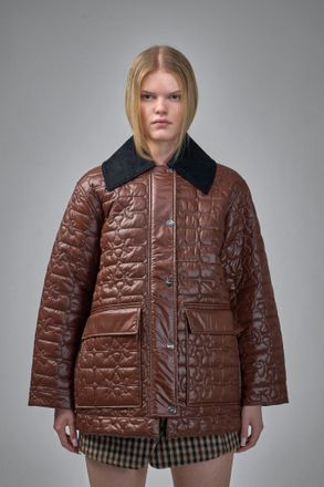 Ganni Shiny Quilt Midi Jacket