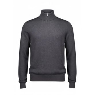 Gran Sasso Trui met Halve Rits - Heren - Truien - Grijs - Maat: 2XL Wol