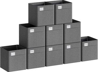 Woltu Juego De 10 Cajas De Almacenamiento Plegables De Tela, 34 L, Color Gris Oscuro - Woltu