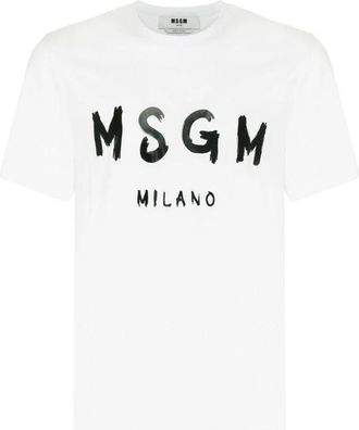 Msgm Milano Graphic T-Shirt - Heren - T-shirts - Wit - L - Katoen - Tops