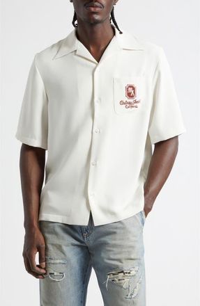 Amiri Chateau Amiri Embroidered Camp Shirt in Alabaster at Nordstrom, Size Xxx-Large
