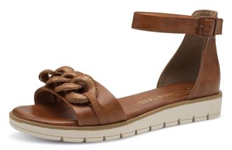 Marco Tozzi Riemchensandale MARCO TOZZI, Damen, Gr. 38, braun (cognac), Lederimitat, Schuhe Riemchensandale, Keilabsatz, Sommerschuh, Sandalette, mit Zierkette To