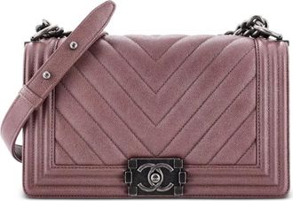 Chanel Boy Flap Bag Chevron Caviar Old Medium shoulder bag - Paars