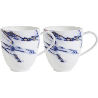 Prouna Marble Azure Barrel Mug, Set of 2 in White at Nordstrom