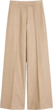 Max Mara Wide Broeken - Dames - Wijde Broeken - Beige - 2XS - Broeken