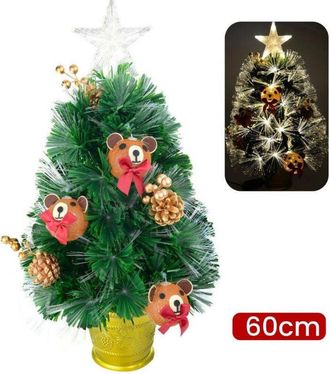 Trade Shop Trade Shop - Albero Di Natale Mini 60 Cm Con Decori Palline Orsetto E Luci Incluse Pigne