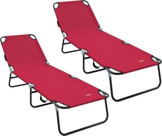 vidaXL Vidaxl - Tumbona Plegable 2-persona 2 Pcs Rojo 56 X 189 X 87cm Tela
