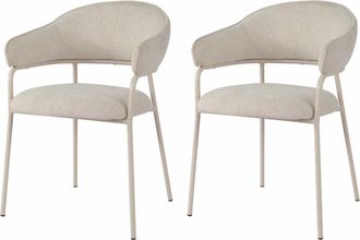 Mobili Rebecca Conjunto de 2 sillas de comedor blanco perla en tela