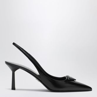 Prada D&eacute;collet&eacute; slingback nera in pelle spazzolata