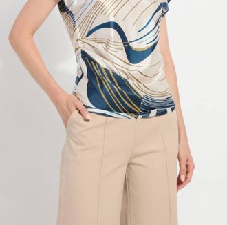 Lyss&eacute; Faride Side Pleated Printed Top In Block Puzzle