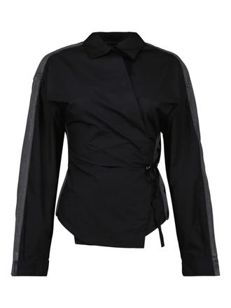Diesel cotton wrap shirt - women - Cotton - 44 - Black
