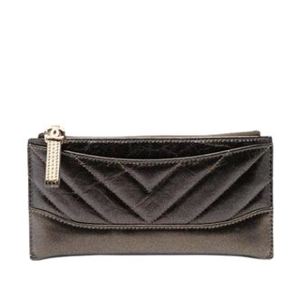 Chanel Pre-owned Quilted Leather Pouch - Dames - Pre-owned - Bruin - Maat: ONE Size Leer