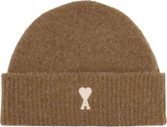 Ami Ribbed Knit Hat with Ami de Coeur Monogram Detail