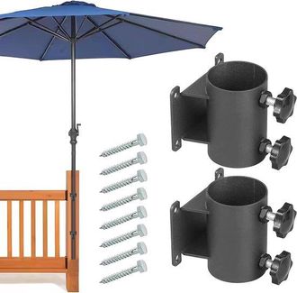 OEM 2 Soportes Para Sombrilla De Patio - Abrazadera Resistente Para Sombrilla De Exterior Para Barandilla De Patio