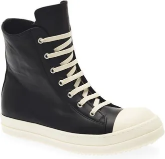 Rick Owens Sneaks High Top Sneaker in Black/milk/milk at Nordstrom, Size 41
