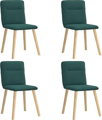 vidaXL Vidaxl - Sillas De Comedor 4 Unidades Tela Verde Oscuro