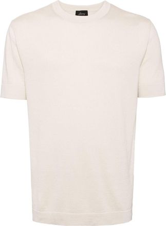 Brioni knitted crew-neck T-shirt - men - Silk/Cotton - 48 - Brown