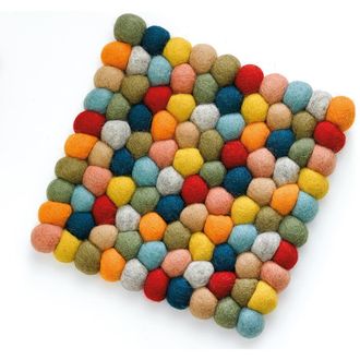 cilio Fair Trade Virgin Sheep Wool Trivet, Handcrafted in Nepal, 8-Inch Square in Multicolor at Nordstrom