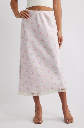LoveShackFancy Castle Floral Print Lace Midi Skirt in Lady Blossom at Nordstrom, Size Xx-Small