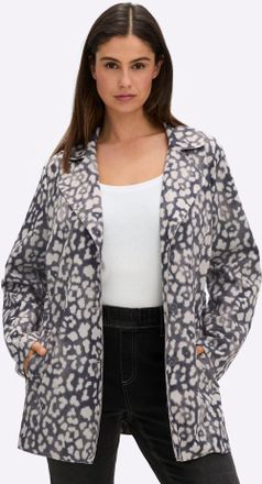 Sheego Langjacke SHEEGO, Damen, Gr. 40, schwarz (schwarz, bedruckt), 90% Polyester, 10% Elasthan, bedruckt, gemustert, mehrfarbig, Jacken Langjacke