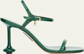 Loewe 90mm Toy Croc-Embossed Leather Sandals
