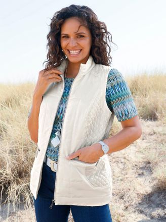 Casual Looks Steppweste CASUAL LOOKS, Damen, Gr. 36, ecru, 100% Polyester, Wattierung:100% Polyester, unifarben, Westen Steppweste