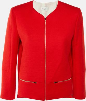 Sandro Red Cotton Zip Front Jacket