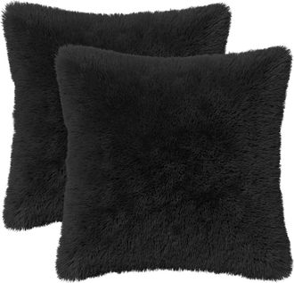 vidaXL Funda De Almohada 2 Pcs Heerlen Negro 30 X 30 Cm Fleece Pv Vidaxl