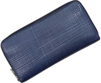 Loewe Navy Leather Long Wallet (Bi-Fold) (Pre-Owned)
