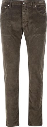 Jacob Cohen Donkerbruine Fluwelen Broek 500 Strepen - Heren - Slim Fit Broeken - Bruin - W38 - Broeken