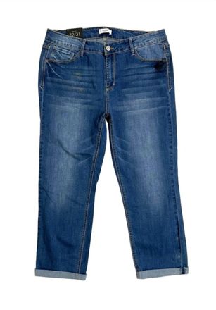 Kensie Womenseffortless Ankle Mid Rise Rolled Hem Jeans In Blue