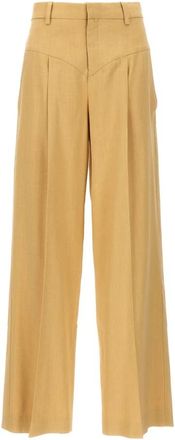 Isabel Marant Staya Pants - Dames - Wijde Broeken - Beige - M - Leer - Broeken