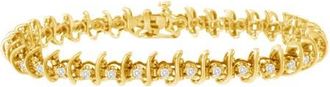 House of Brilliance 10KT Yellow Gold Plated Silver 1 cttw Prong-Set Diamond Link Bracelet in Yellow Gold Over Silver at Nordstrom