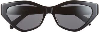 Celine Triomphe 17 56mm Cat Eye Sunglasses in Shiny Black /Smoke at Nordstrom