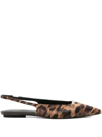 Tod's leopard-print slingback flat pumps - women - Calf Hair/Calf Leather/Calf Leather/Rubber - 39.5 - Brown
