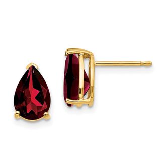 Diamond2Deal 14k Yellow Gold 9x6mm Pear Garnet Earrings