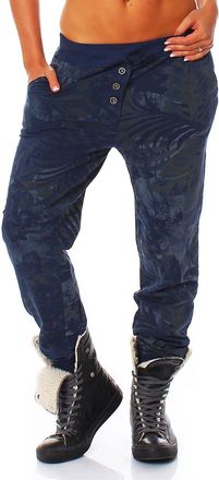 Malito more than fashion Malito Boyfriend Pants Classic Baggy Trousers Aladin Bloomers Yoga Wrap Twist 83728 Women One Size (Dark Blue)