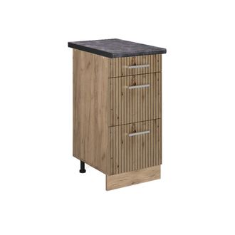 Vicco Mueble Bajo De Cocina R-line, Roble Artesanal, 40 Cm Con Cajones, Et Antracita Vicco