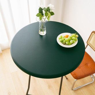 OEM 1 Funda Redonda Impermeable Para Mesas Auxiliares De Exterior - Mantel De Vinilo Para Comedor De Patio - 60 Cm - Verde Oscuro