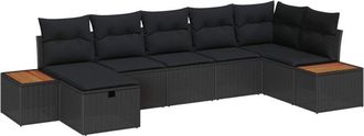 vidaXL Garden Sofa Set with Cushion 8 pcs Black Poly Rattan vidaXL