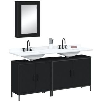 vidaXL Vidaxl - Juego De Muebles De Ba&ntilde;o 3 Pzas Madera Contrachapada Negro