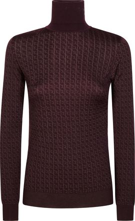 Elisabetta Franchi Fitted Turtleneck Sweater with Textured Pattern