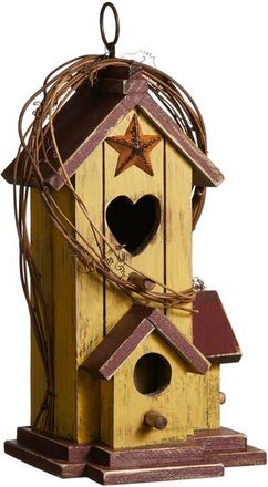 Glitzhome Solid Wood Cottage Decorative Outdoor Garden Birdhouses in Yellow at Nordstrom, Size Medium