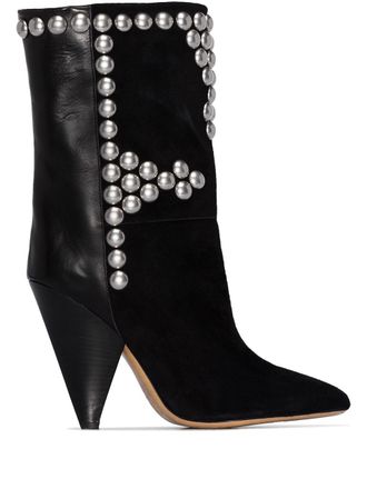 Isabel Marant Layo stud-embellished 95mm boots - women - Calf Leather/Calf Leather/Calf Leather - 38 - Black