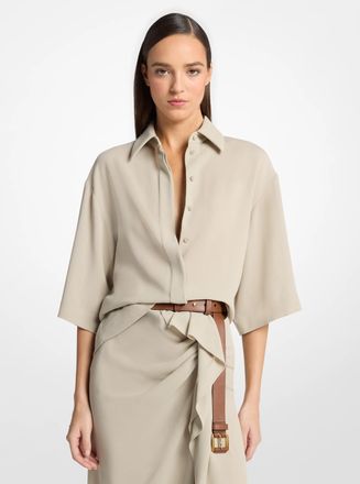 Michael Kors Wool Crepe Camp Shirt