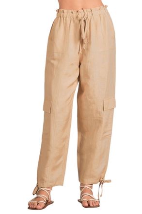 Elan Drawstring Cargo Pants In Taupe